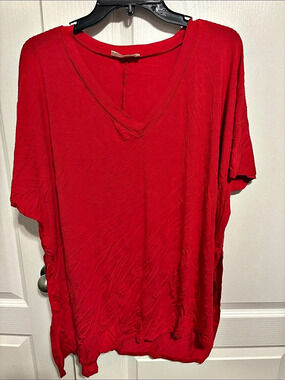 Zenana AT-8049AB Red V-Neck Tunic Size Large